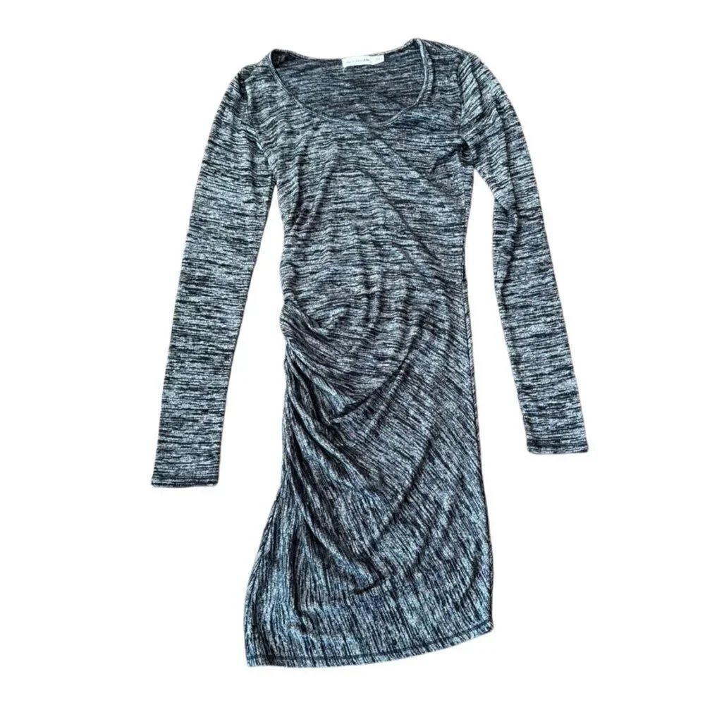 Rag & bone Twist Ruched Long Sleeve Bodycon Mini Dress in Heathered Black Small